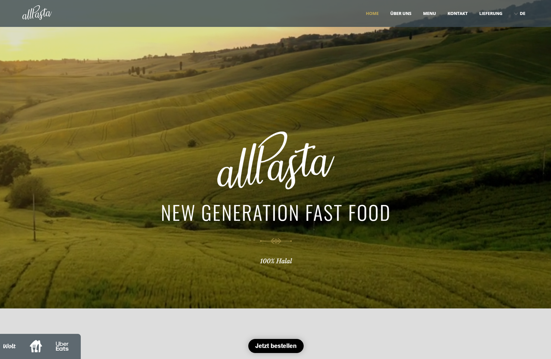 allPasta — Startseite im Laptop